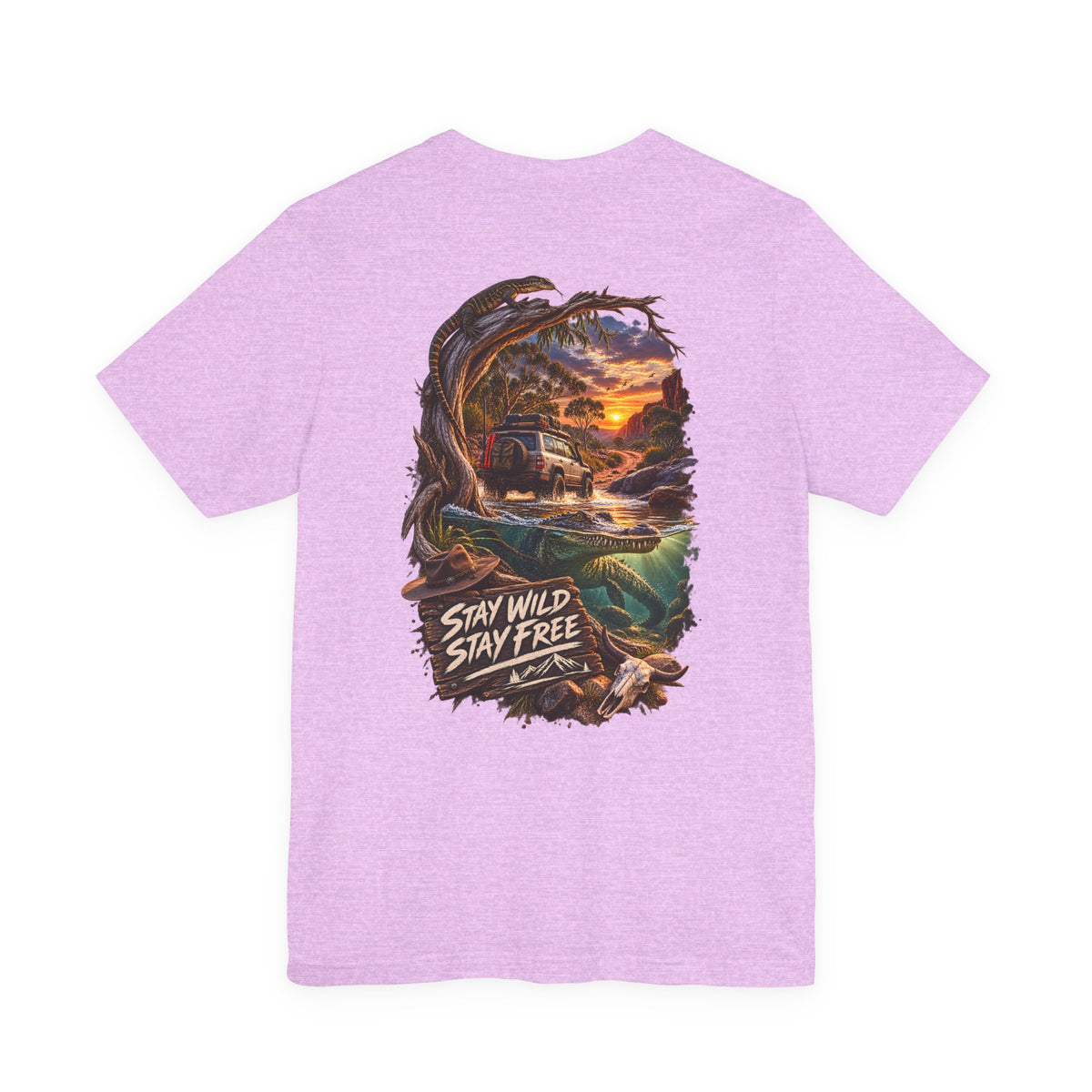 T‑Shirt — 'Stay Wild Stay Free' Sunset Canoe Adventure Graphic Tee