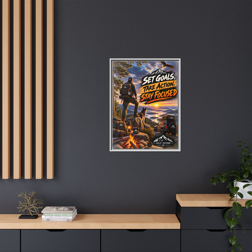 Motivational Adventure Canvas — “Set Goals, Take Action, Stay Focused”