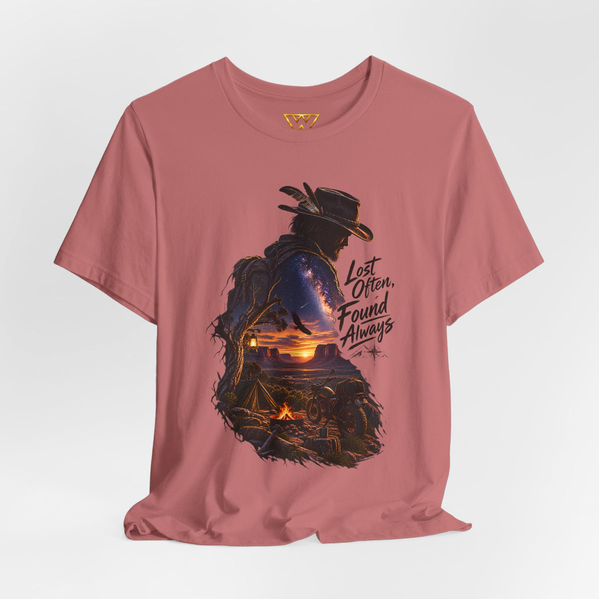 T‑Shirt — Western Sunset Cowboy 'Lost Often, Found Always' Graphic Tee