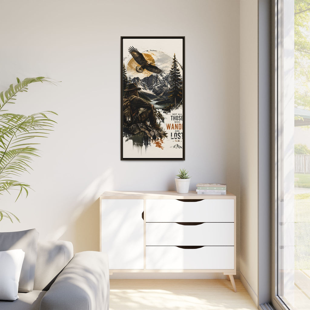 Wander Not Lost Eagle Mountain Canvas Print — Framed Matte Wall Art