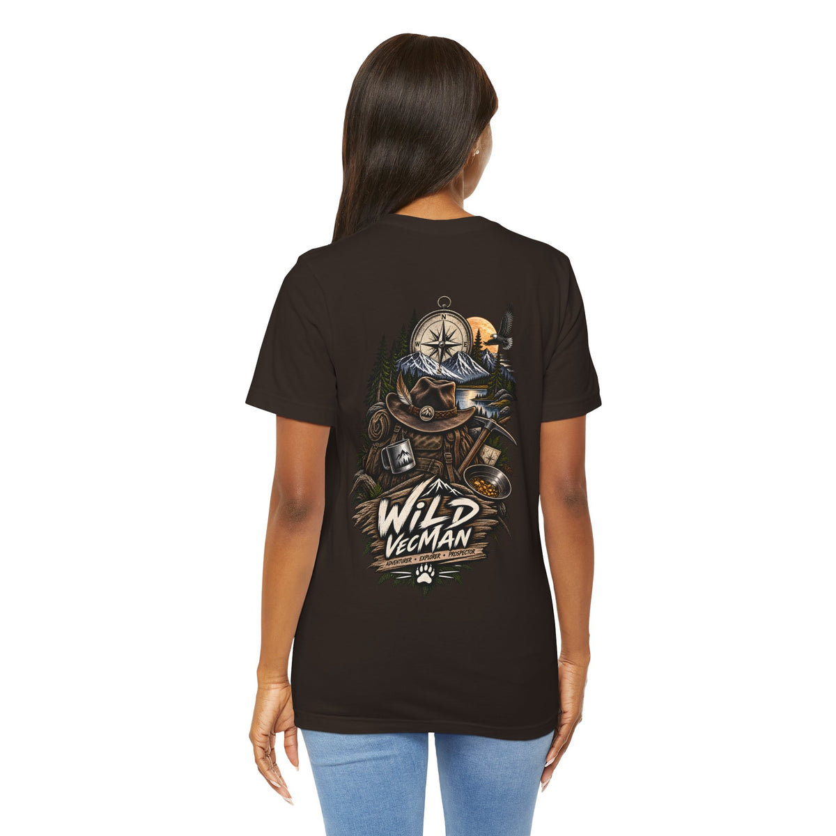 Wild Vegman Adventure T-Shirt — Outdoorsy Compass & Forest Graphic Tee