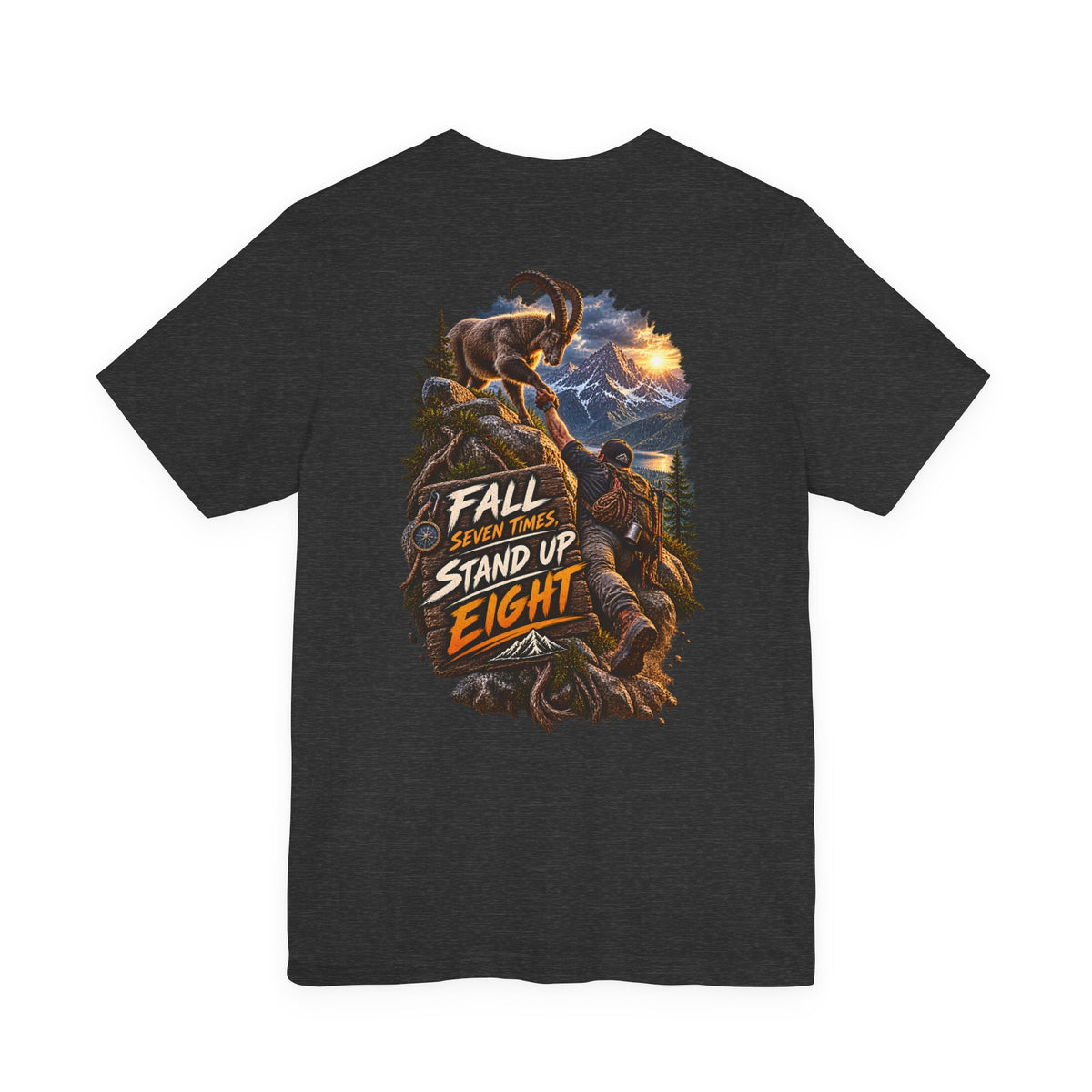 Mammoth Climber Tee — "Fall Seven Times, Stand Up Eight" Inspirational Outdoor T-Shirt