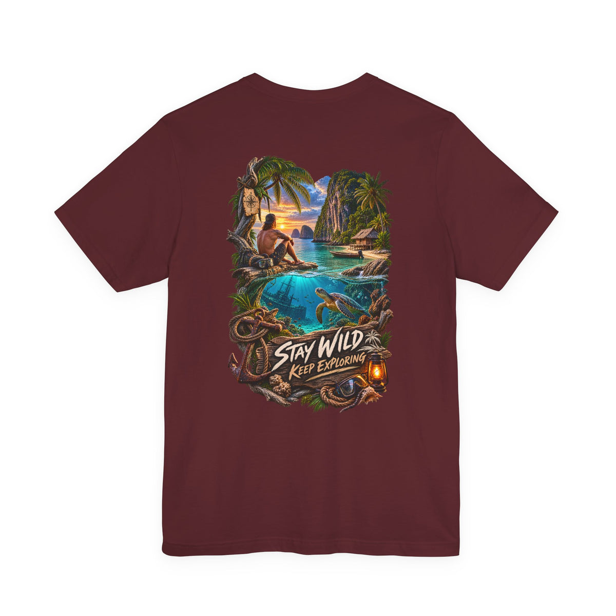 Stay Wild Adventure Tee — Tropical Explorer Graphic T-Shirt