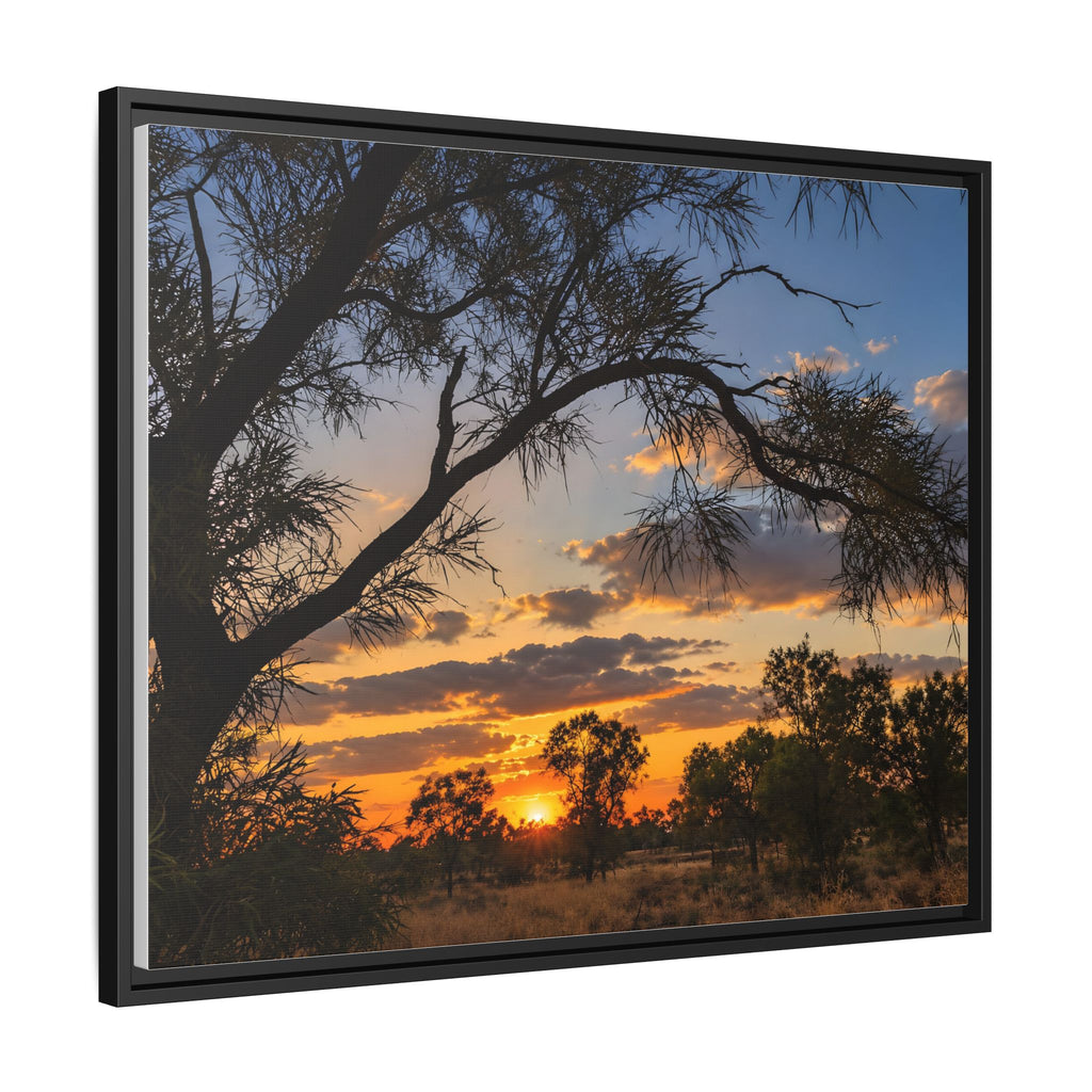 Sunset Silhouette Matte Canvas Print — Framed Landscape Wall Art
