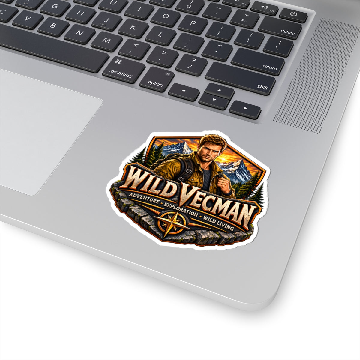 Outdoor Adventure Sticker — "Wild Vecman" Kiss-Cut Vinyl Decal