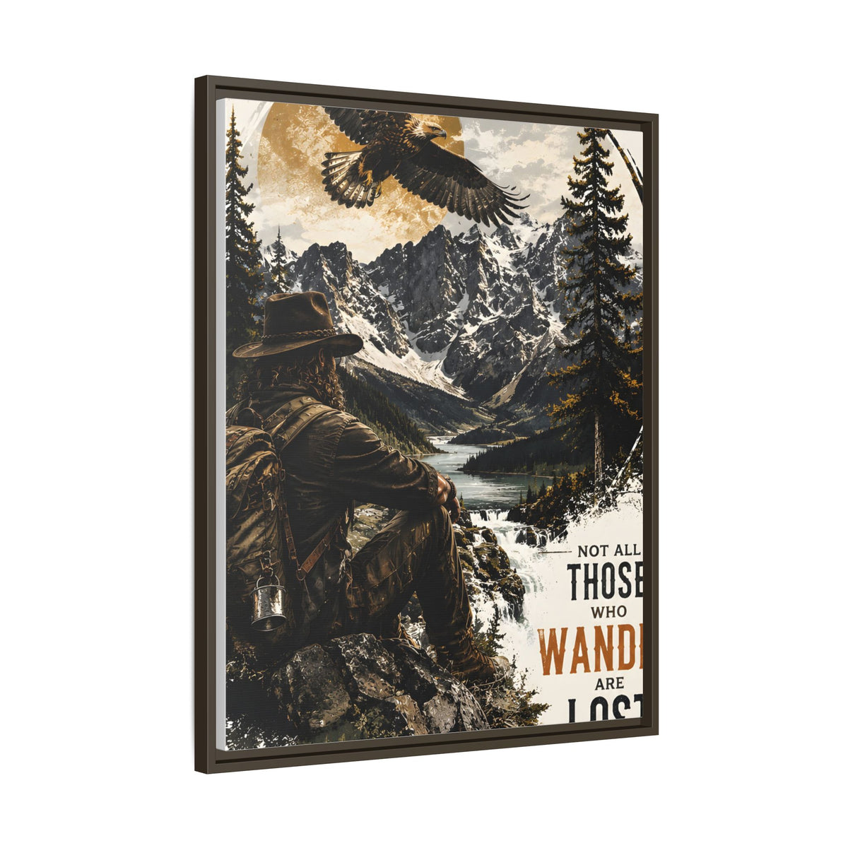 Wander Not Lost Eagle Mountain Canvas Print — Framed Matte Wall Art