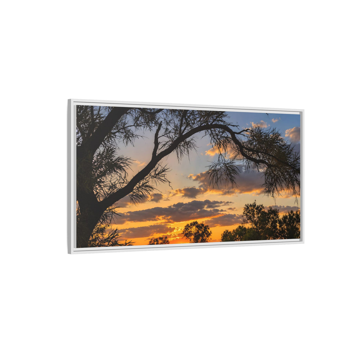Sunset Silhouette Matte Canvas Print — Framed Landscape Wall Art