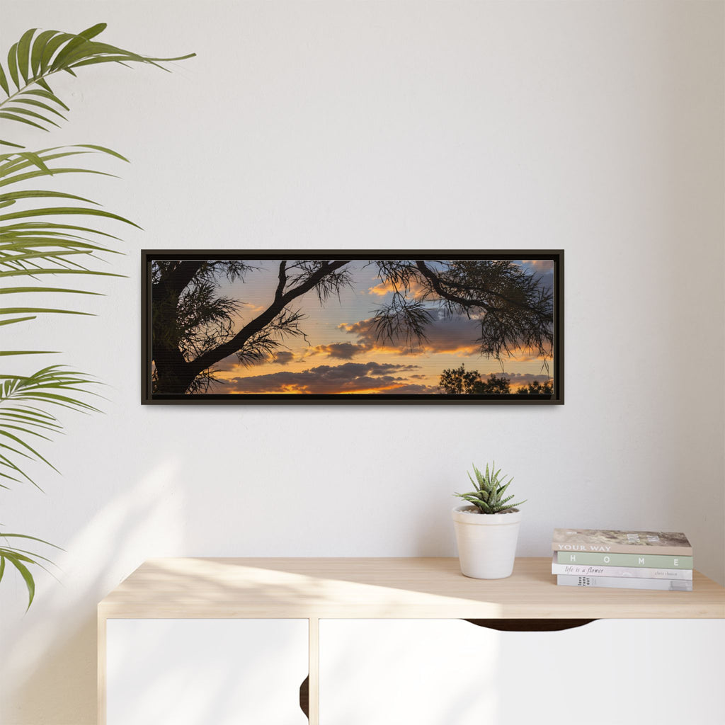 Sunset Silhouette Matte Canvas Print — Framed Landscape Wall Art