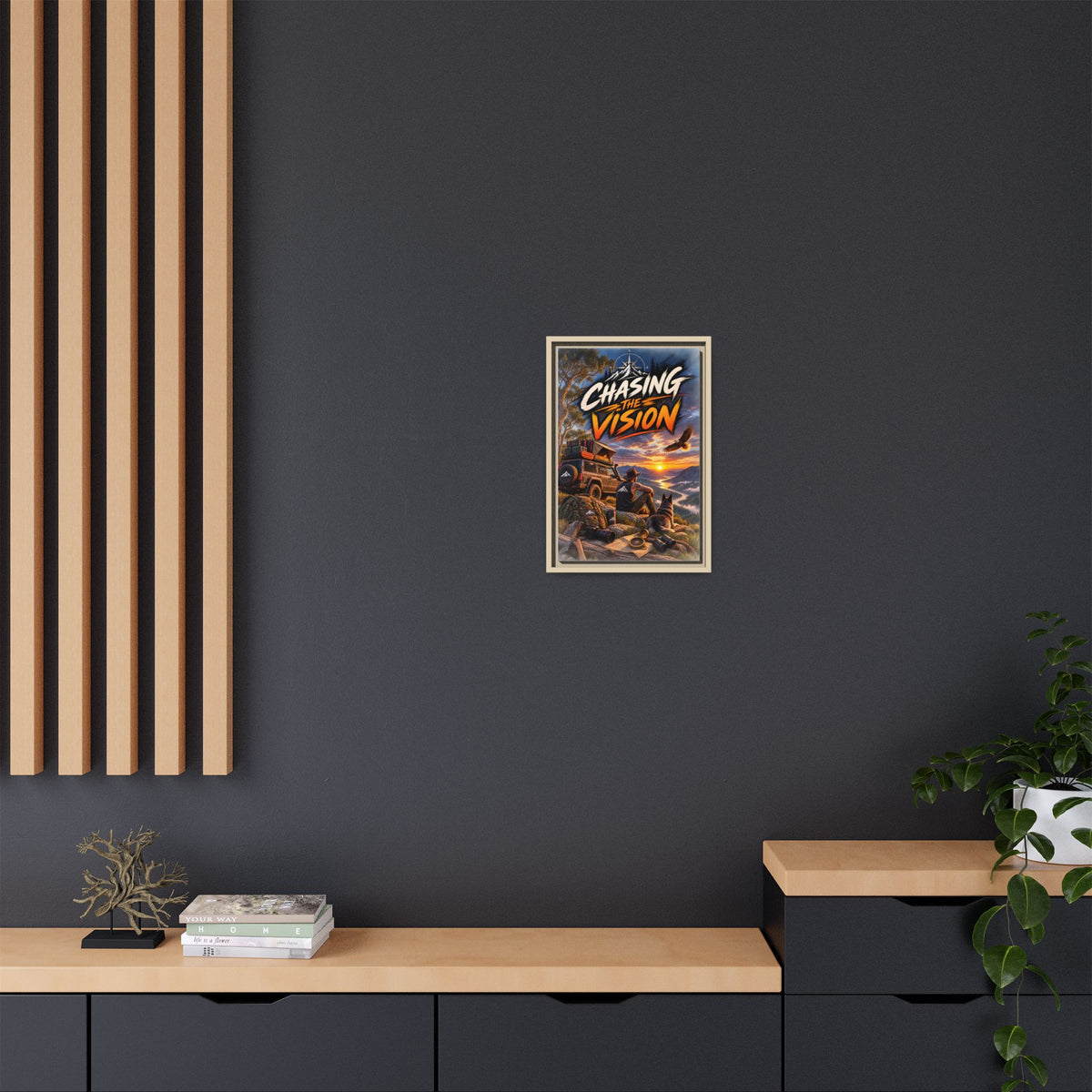 Chasing the Vision Matte Canvas Print (Framed) — Adventure Landscape Wall Art
