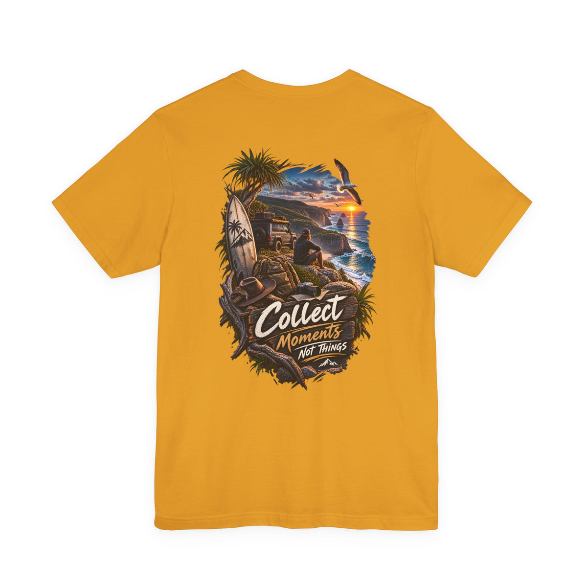 T-Shirt — "Collect Moments Not Things" Beach Sunset Graphic Tee