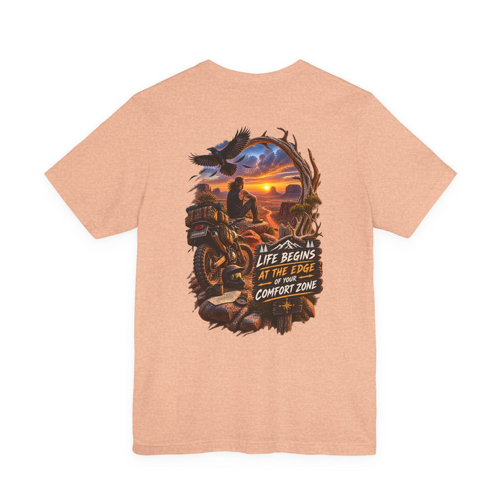 T-shirt moto aventure — « La vie commence là où s'arrête votre zone de confort »