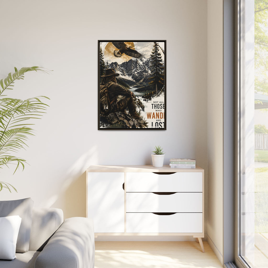 Wander Not Lost Eagle Mountain Canvas Print — Framed Matte Wall Art