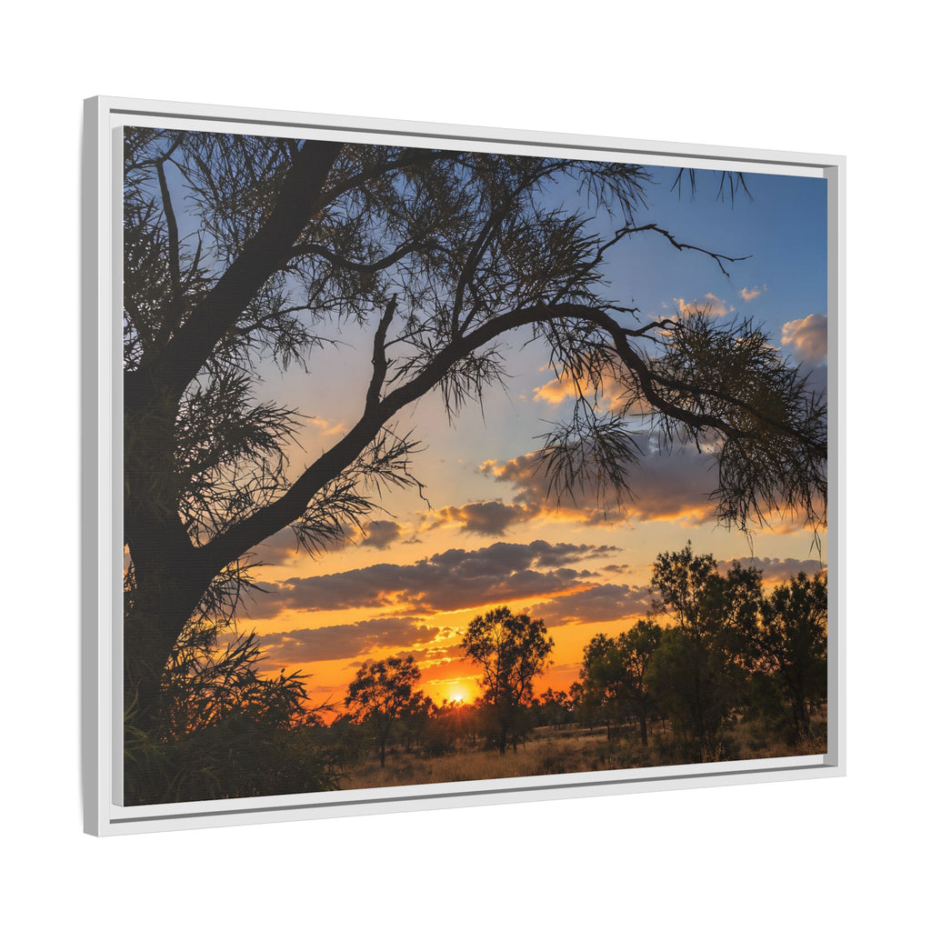 Sunset Silhouette Matte Canvas Print — Framed Landscape Wall Art
