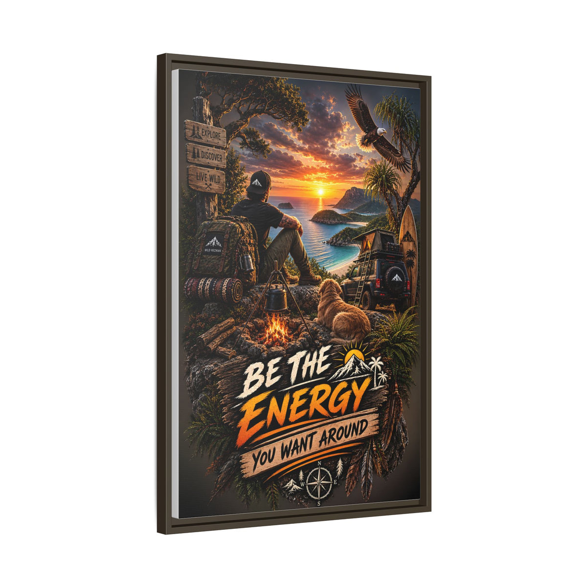 Be The Energy You Want Around - Framed Matte Canvas Wall Art
