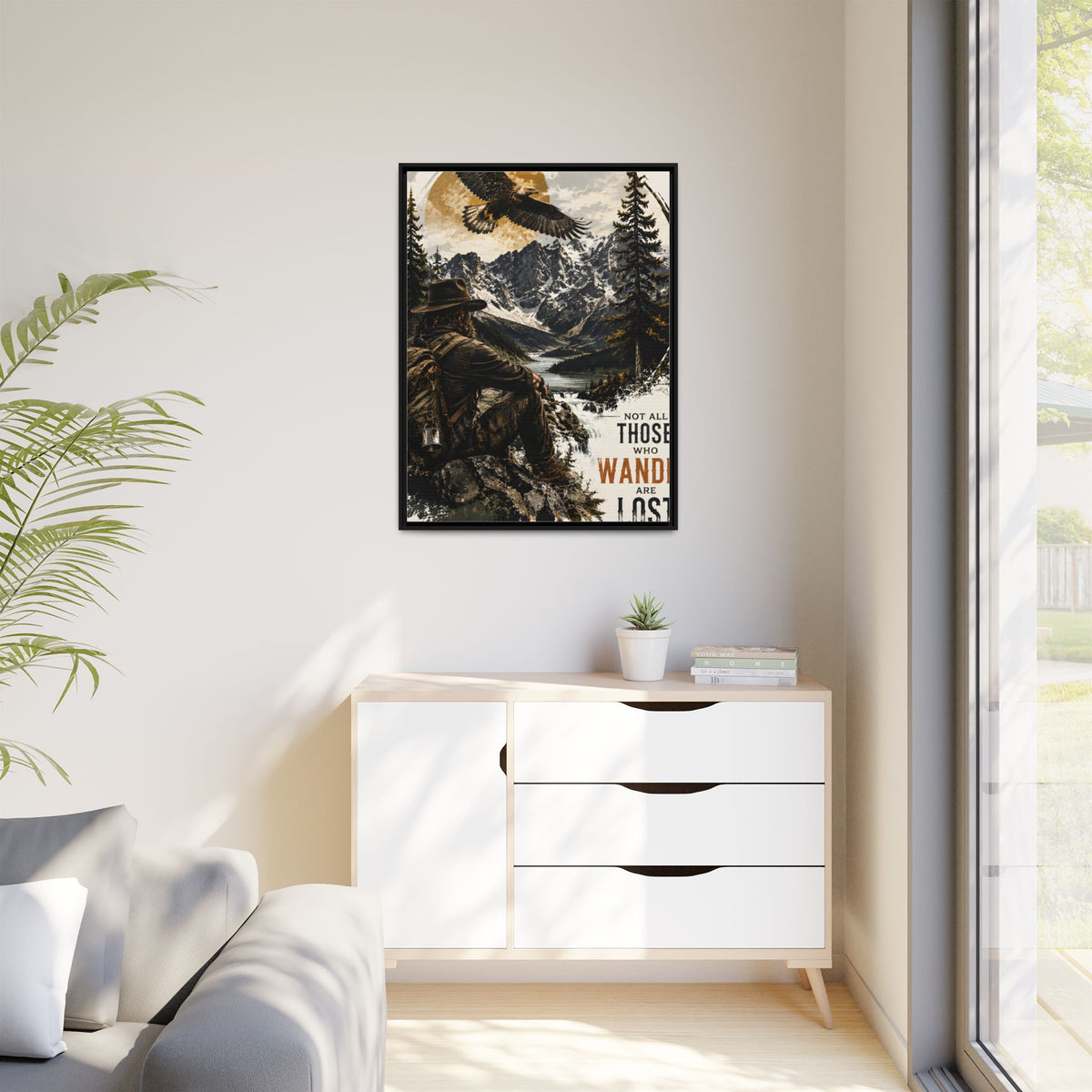 Wander Not Lost Eagle Mountain Canvas Print — Framed Matte Wall Art