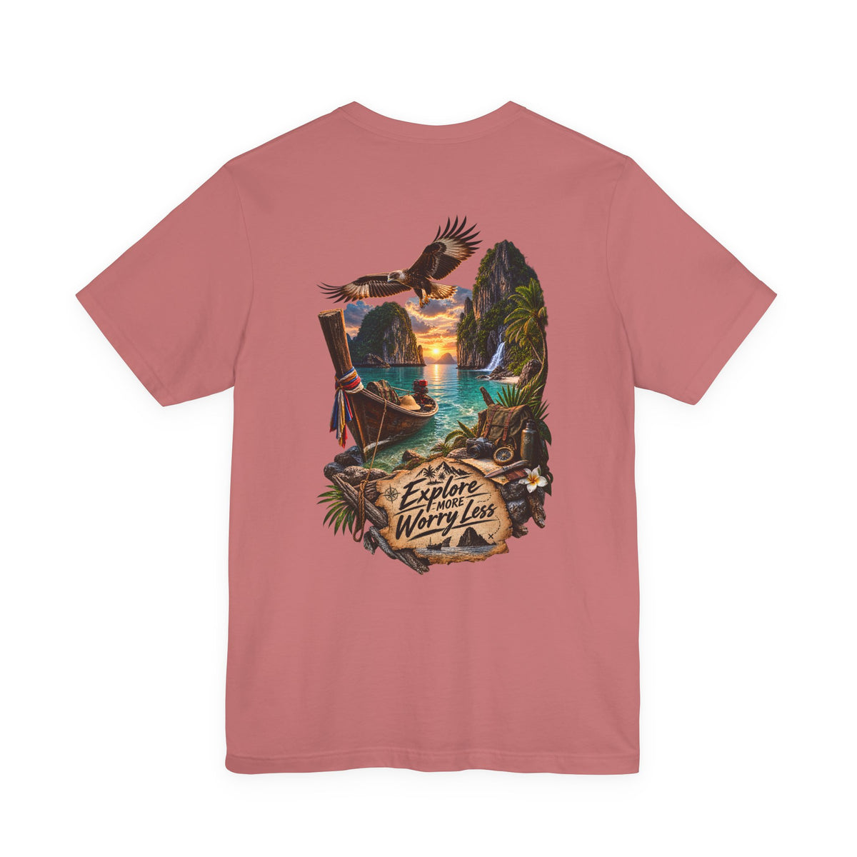 Explore More Scenic Tee — "Explore Worry Less" Travel Graphic T-Shirt