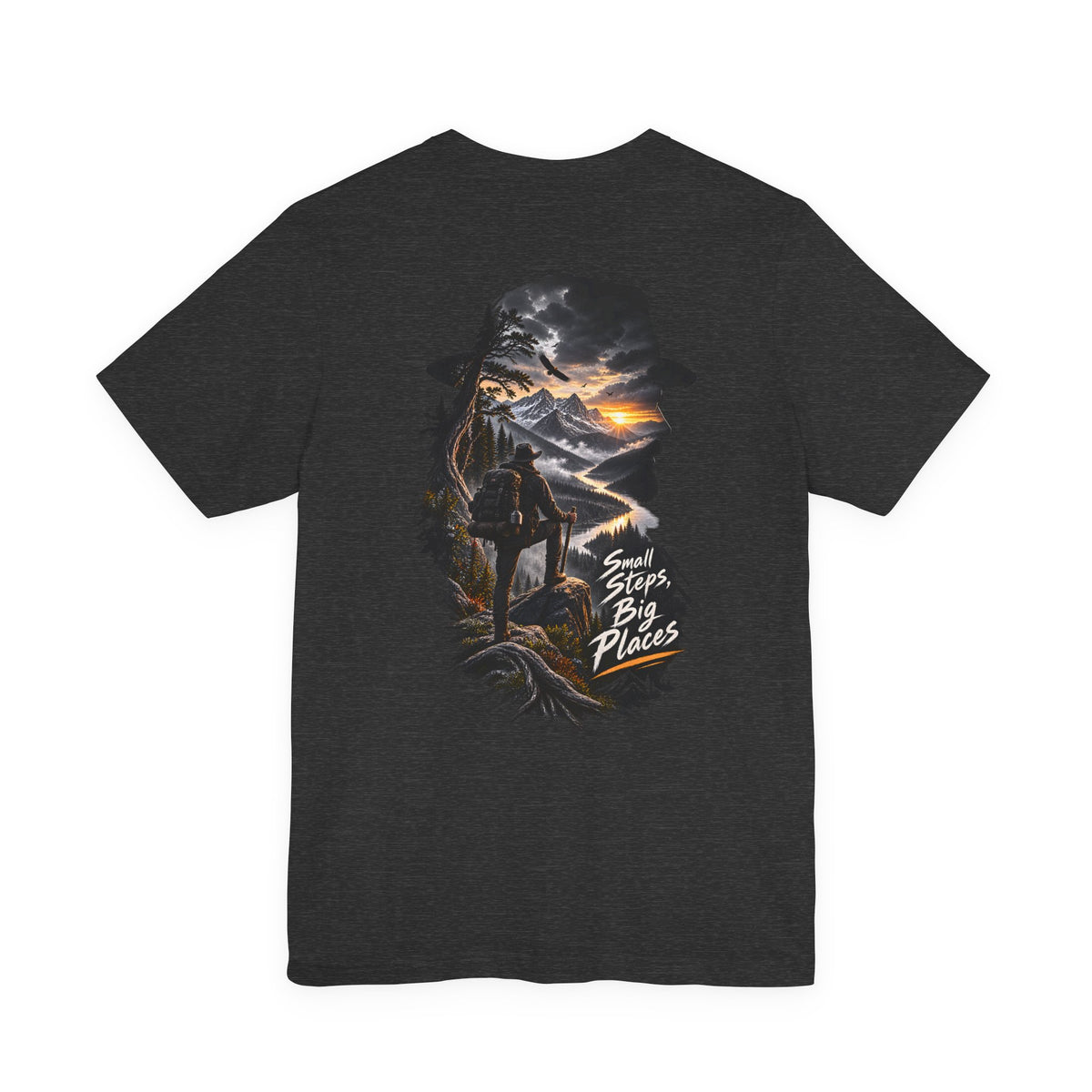Adventure Hiker Tee — 'Small Steps, Big Places' Mountain Silhouette
