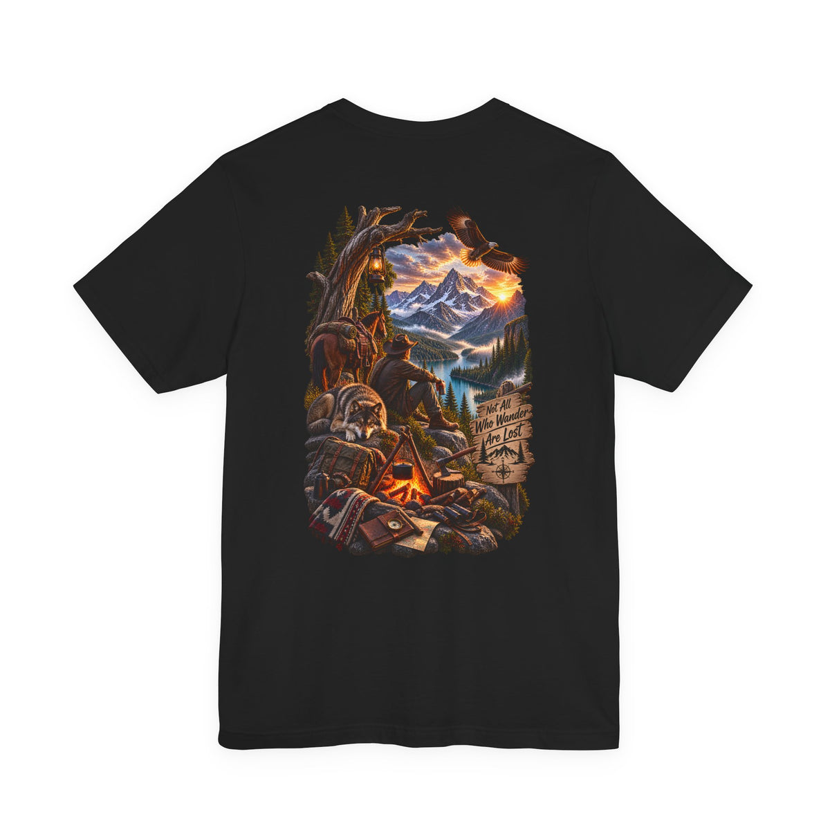 Camping Adventure T-Shirt — Mountain Campfire Scene