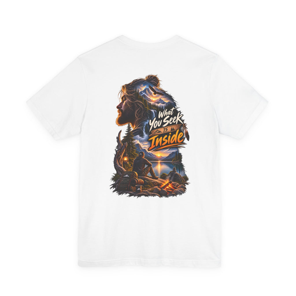Adventure Graphic Tee — "What You Seek Is Inside" Campfire Design