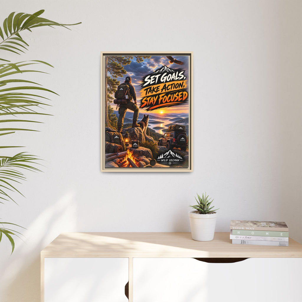Motivational Adventure Canvas — “Set Goals, Take Action, Stay Focused”
