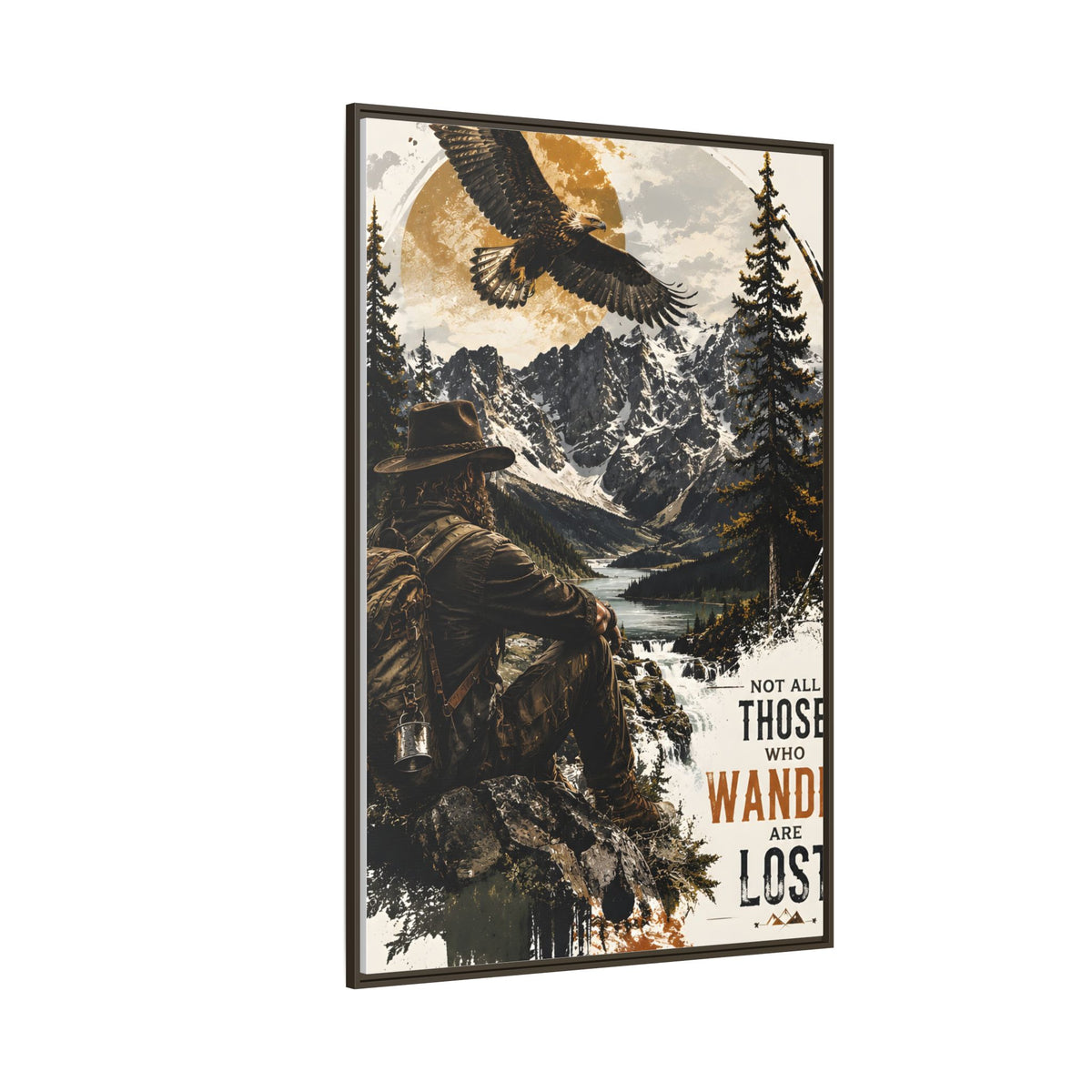 Wander Not Lost Eagle Mountain Canvas Print — Framed Matte Wall Art