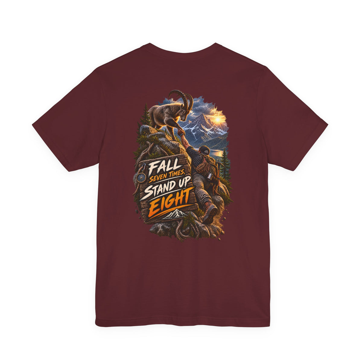 Mammoth Climber Tee — "Fall Seven Times, Stand Up Eight" Inspirational Outdoor T-Shirt