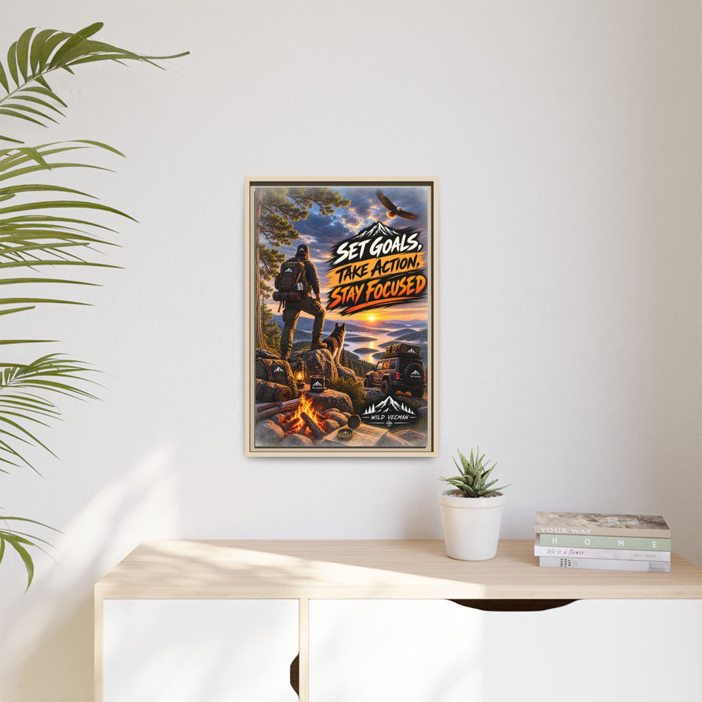 Motivational Adventure Canvas — “Set Goals, Take Action, Stay Focused”