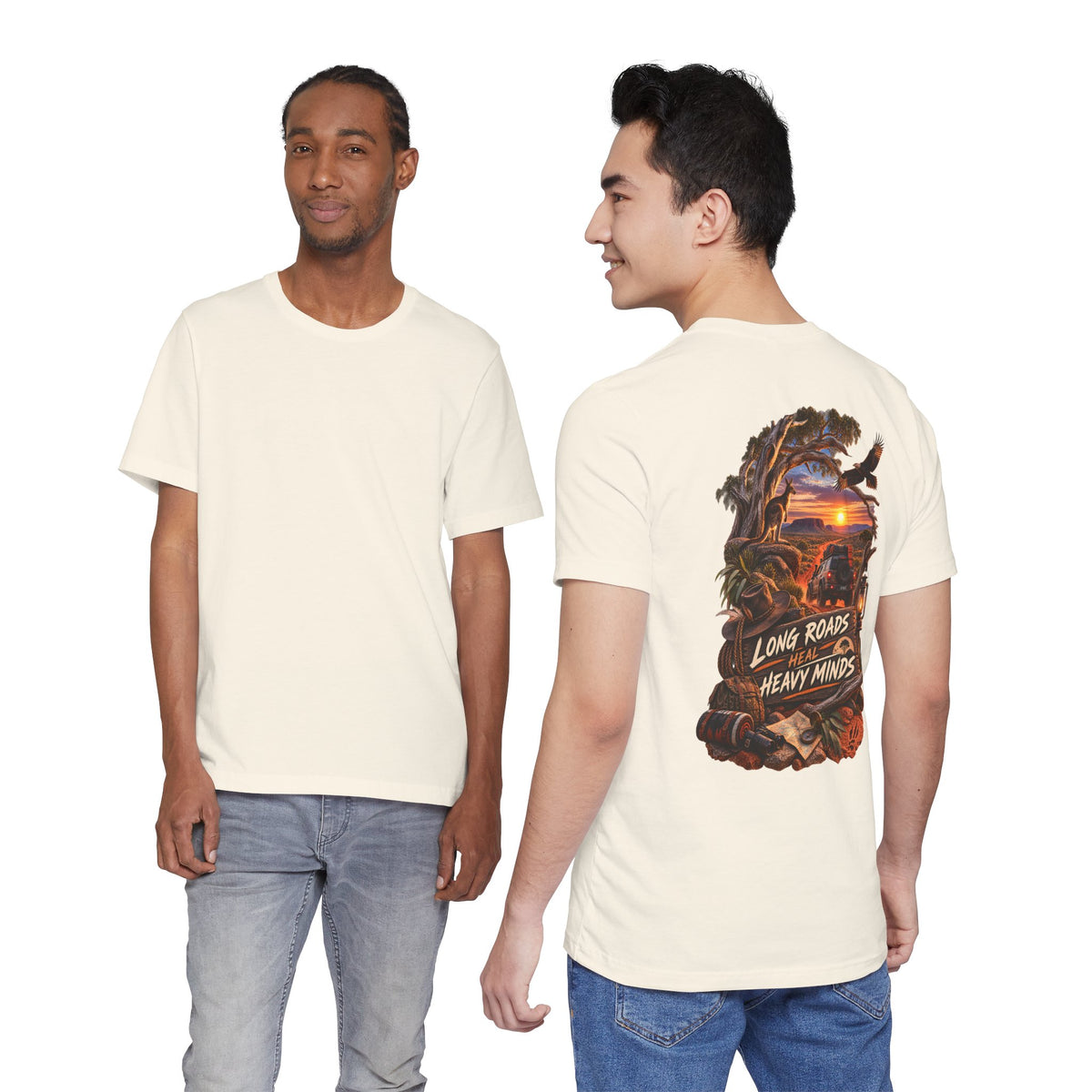 Long Roads Heal Heavy Minds T-Shirt — Scenic Sunset Travel Tee