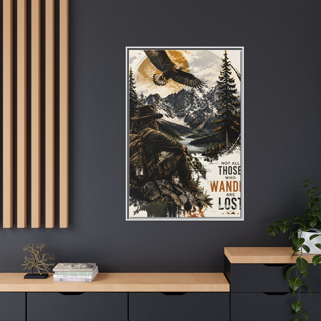 Wander Not Lost Eagle Mountain Canvas Print — Framed Matte Wall Art
