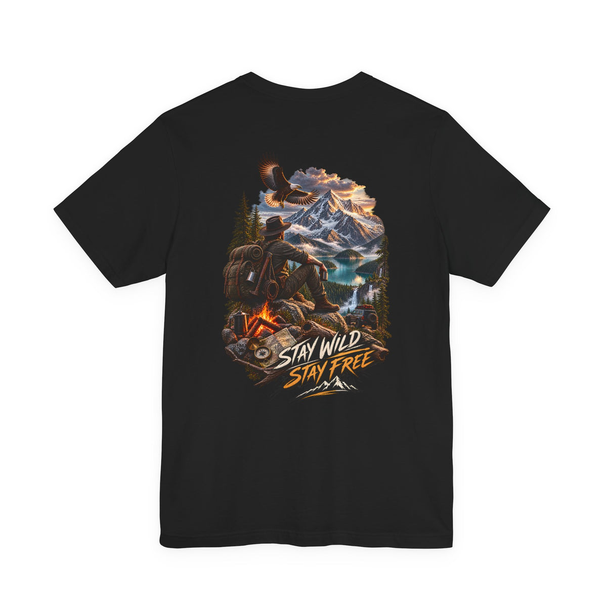 Stay Wild Stay Free Mountain Tee — Adventure Nature Graphic T-Shirt