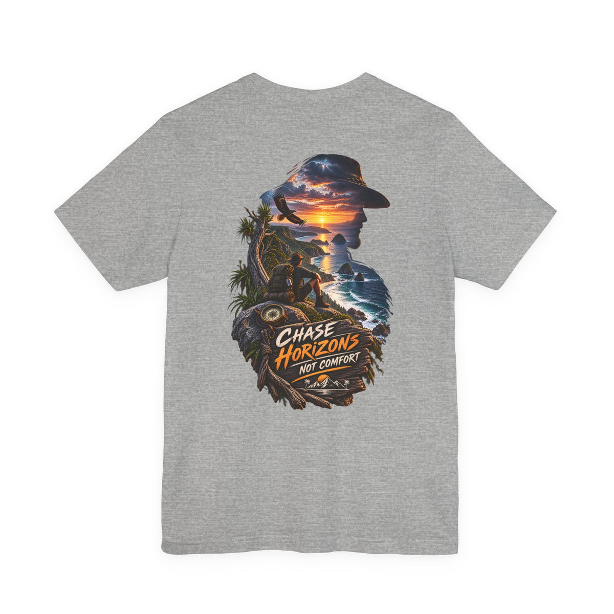 Chase Horizons Graphic Tee — 'Chase Horizons Not Comfort' Sunset Adventure T-Shirt