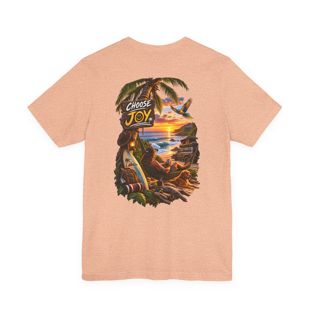 T-Shirt — 'Choose Joy' Tropical Sunset Beach Graphic Tee