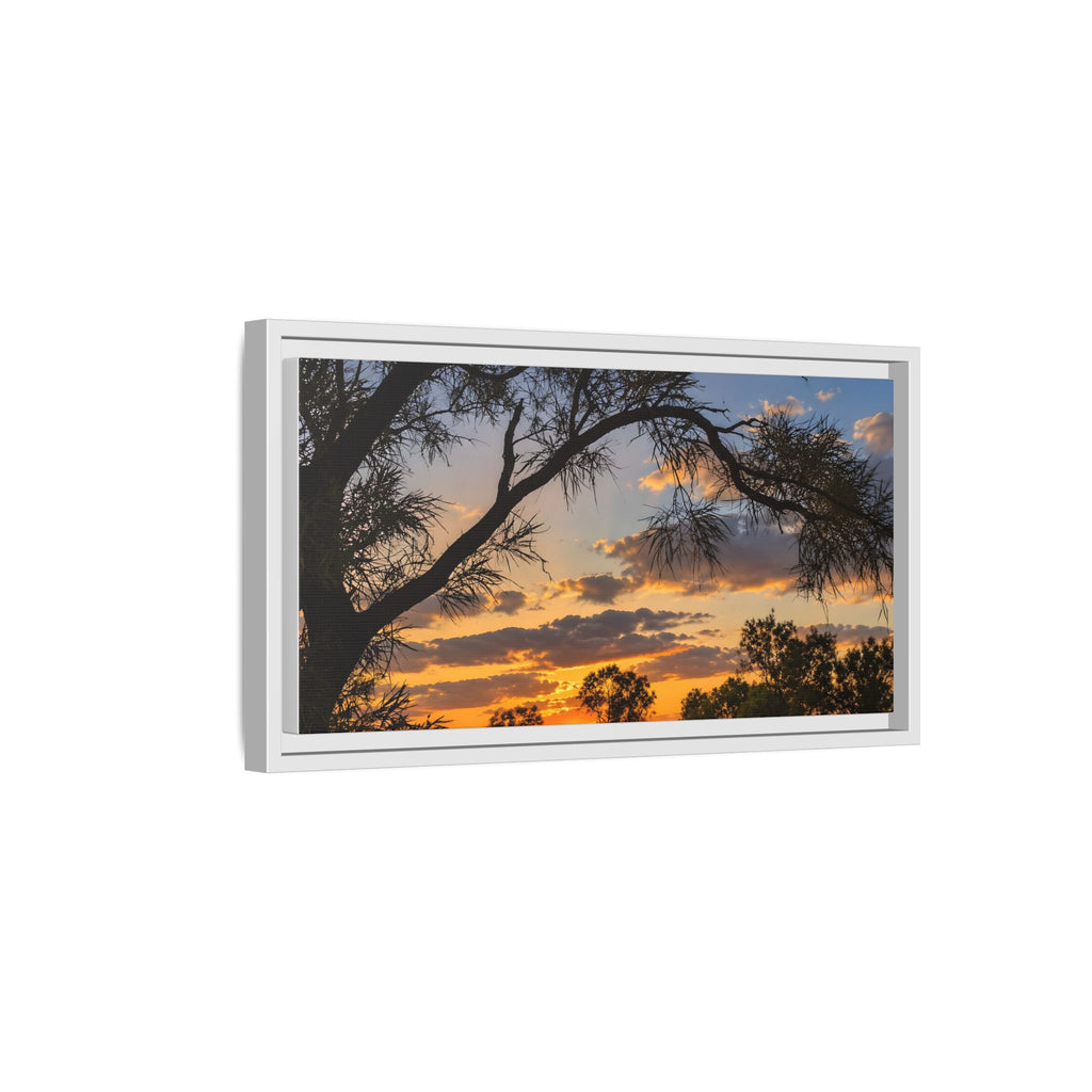 Sunset Silhouette Matte Canvas Print — Framed Landscape Wall Art