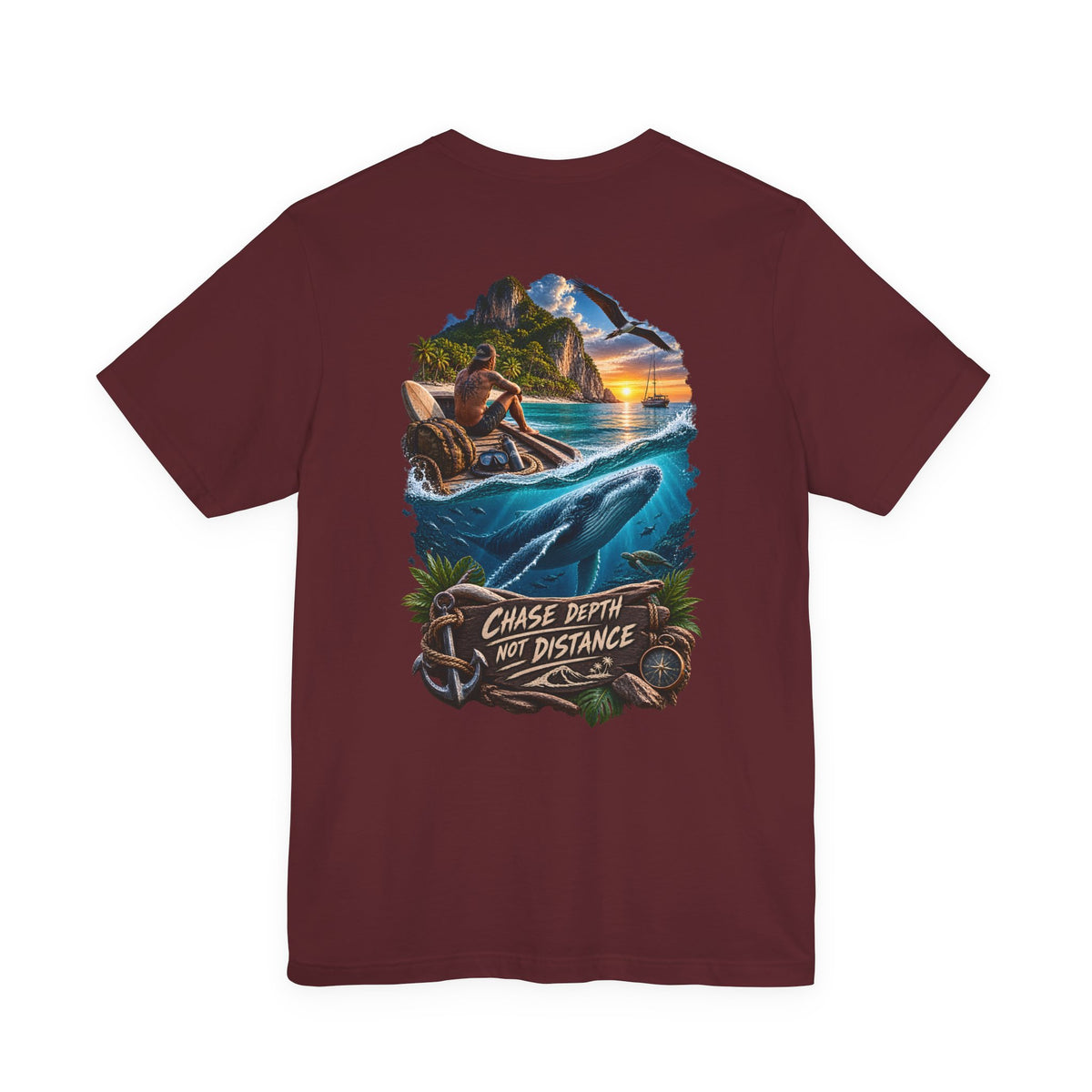 T-Shirt — 'Chase Depth Not Distance' Ocean Whale Adventure Tee