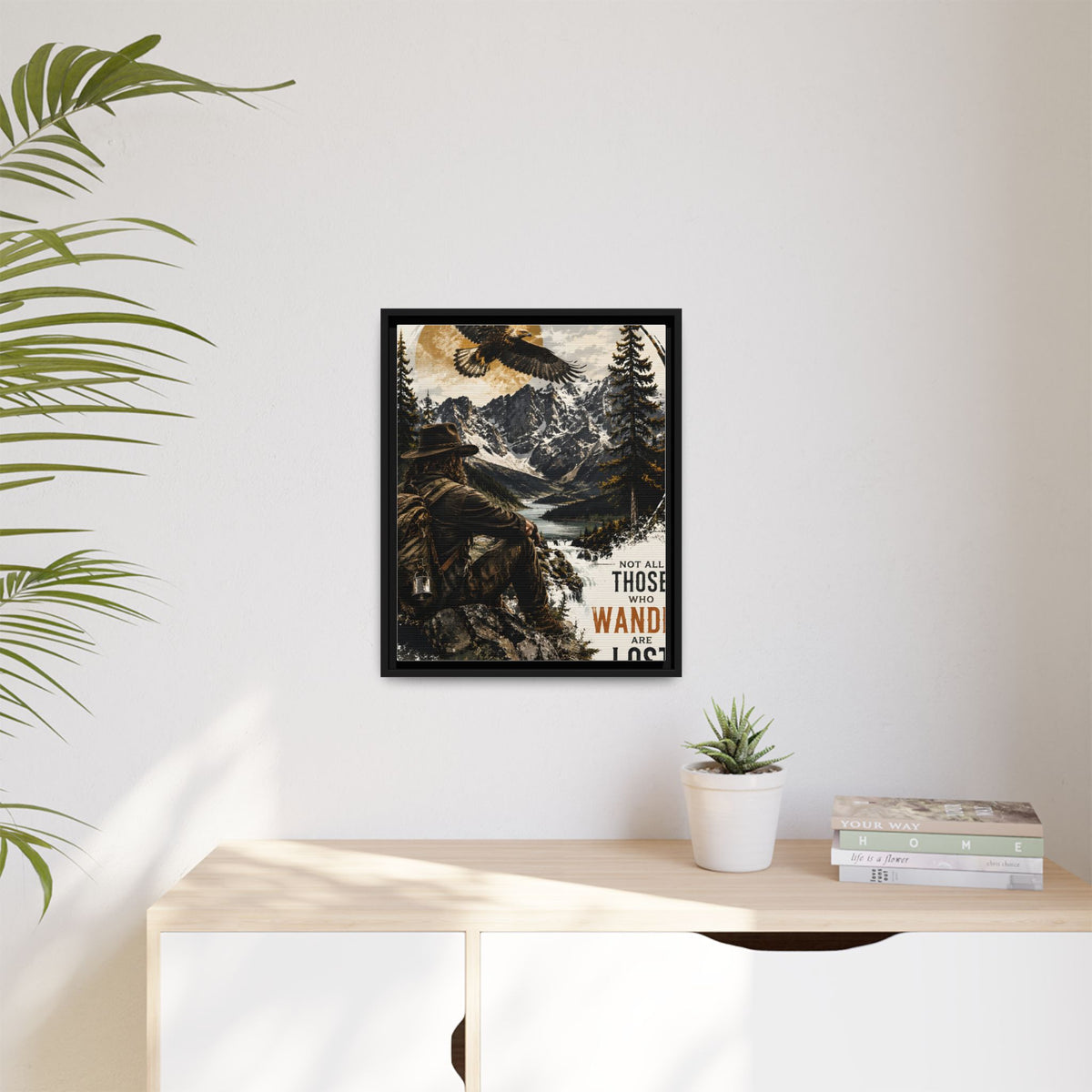Wander Not Lost Eagle Mountain Canvas Print — Framed Matte Wall Art