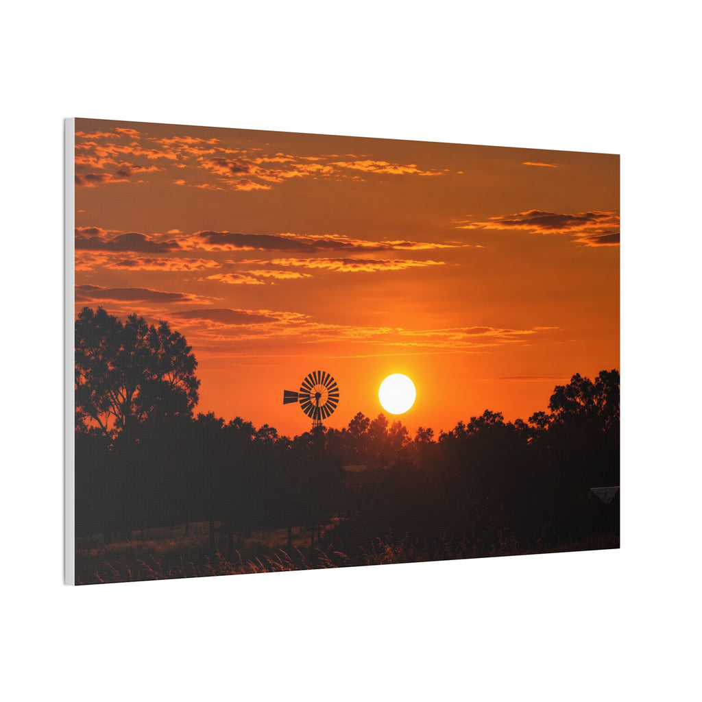 Impression sur toile Moulin au coucher du soleil — Décoration murale style ferme rustique