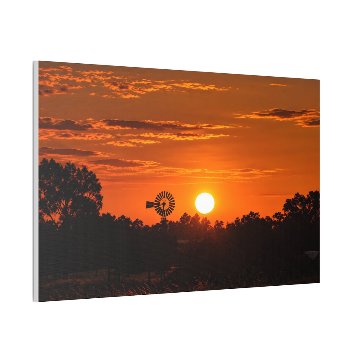 Sunset Windmill Canvas Print — Rural Farmhouse Wall Art