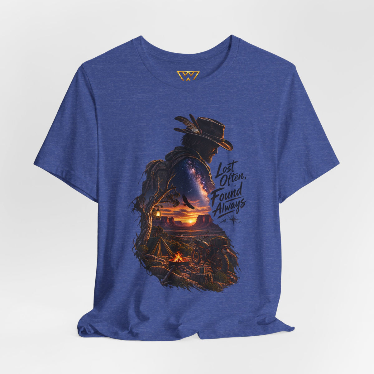 T‑Shirt — Western Sunset Cowboy 'Lost Often, Found Always' Graphic Tee