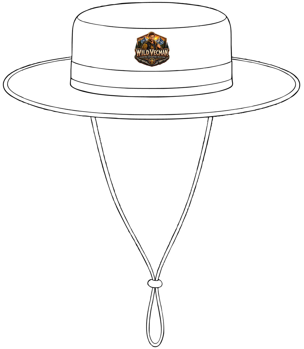 Wide-Brim Outdoor Hat — Sun Protection Boonie with Adventure Logo