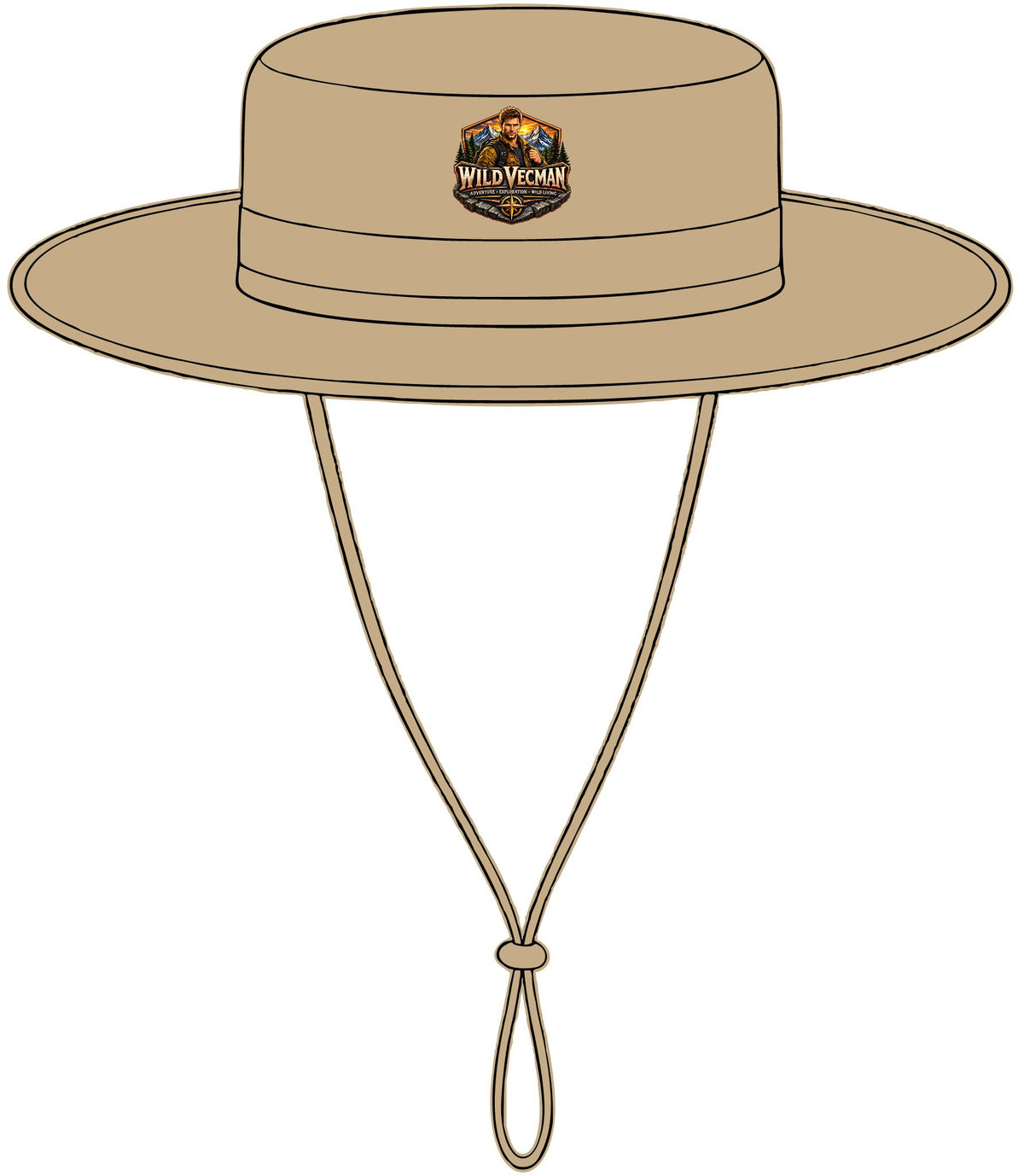 Wide-Brim Outdoor Hat — Sun Protection Boonie with Adventure Logo
