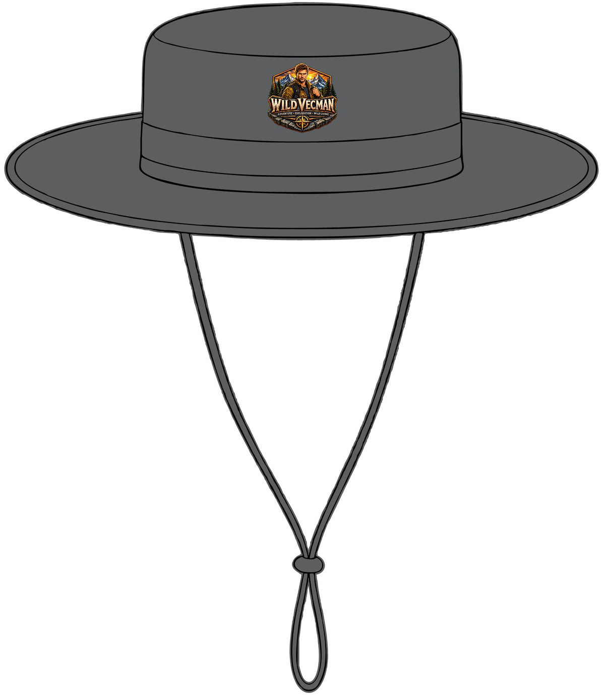 Chapeau d'extérieur à large bord — Bob de protection solaire avec logo aventure