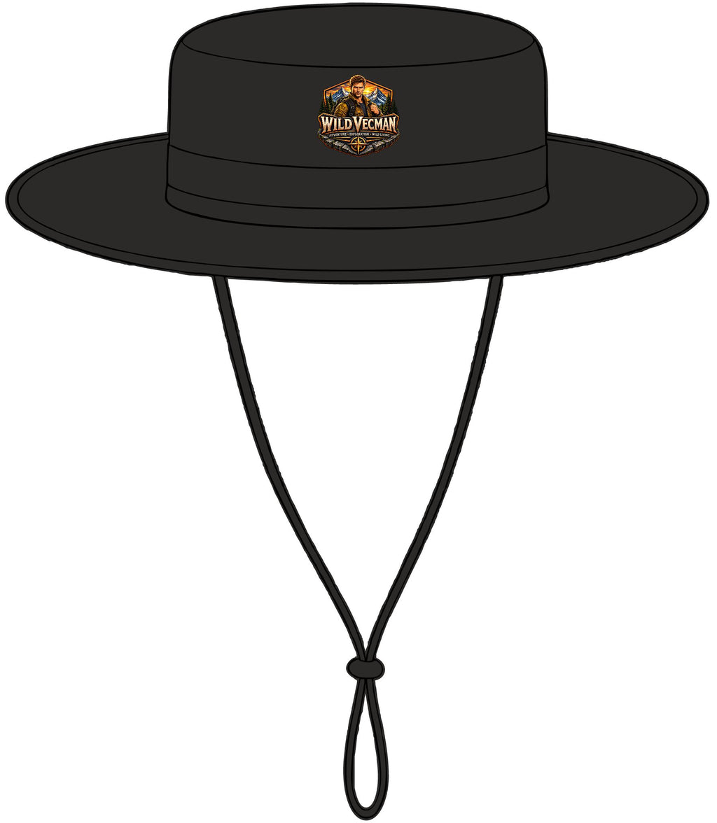 Chapeau d'extérieur à large bord — Bob de protection solaire avec logo aventure