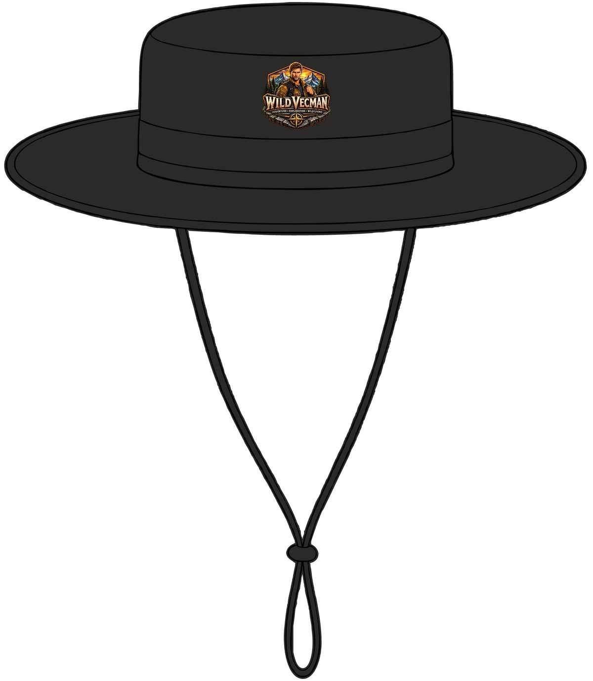 Chapeau d'extérieur à large bord — Bob de protection solaire avec logo aventure