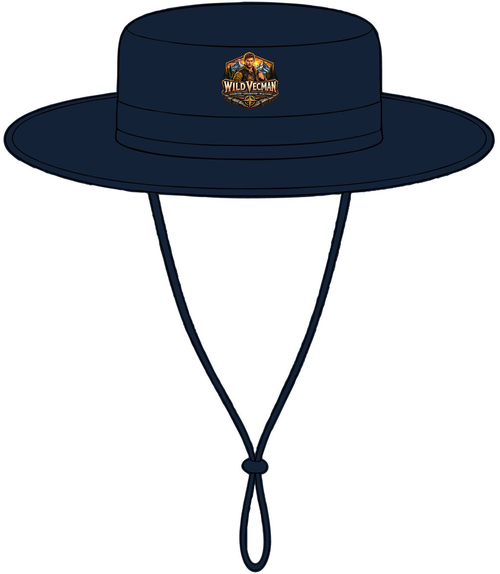Chapeau d'extérieur à large bord — Bob de protection solaire avec logo aventure
