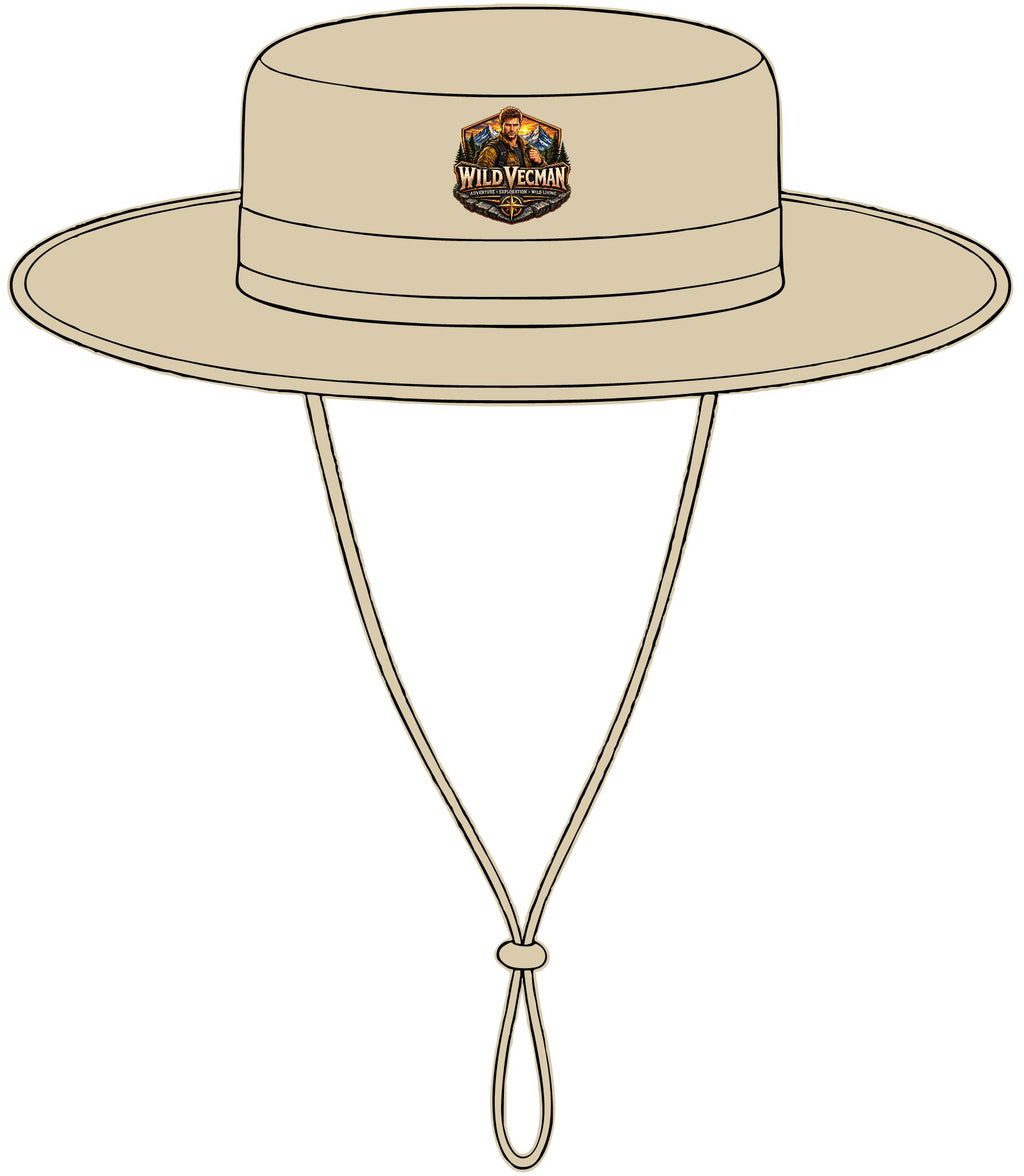 Chapeau d'extérieur à large bord — Bob de protection solaire avec logo aventure