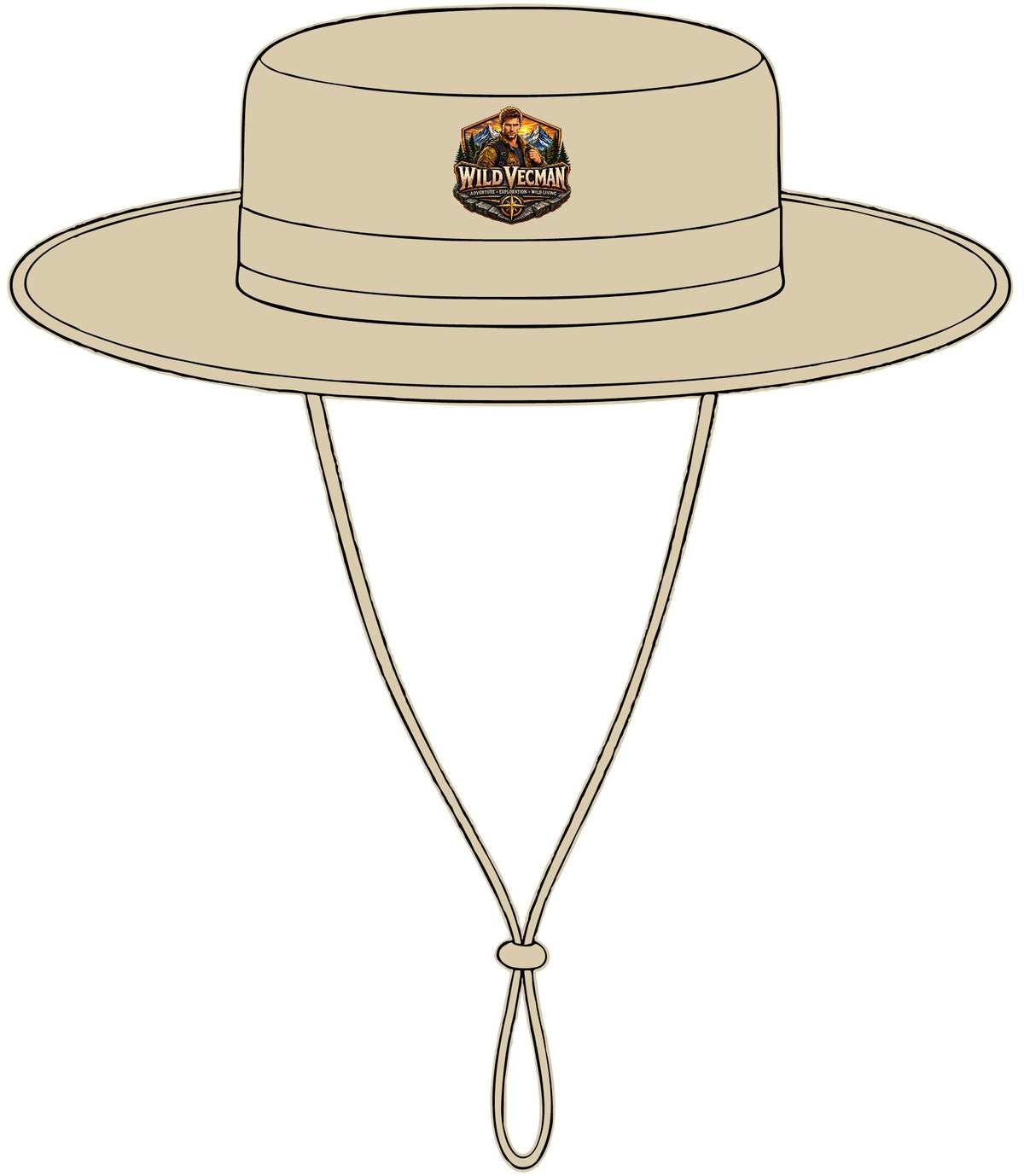 Chapeau d'extérieur à large bord — Bob de protection solaire avec logo aventure