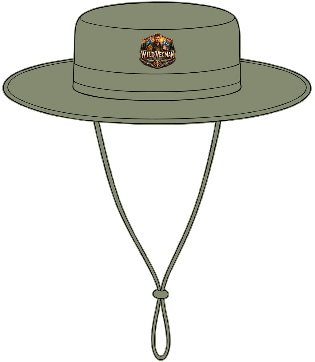 Chapeau d'extérieur à large bord — Bob de protection solaire avec logo aventure