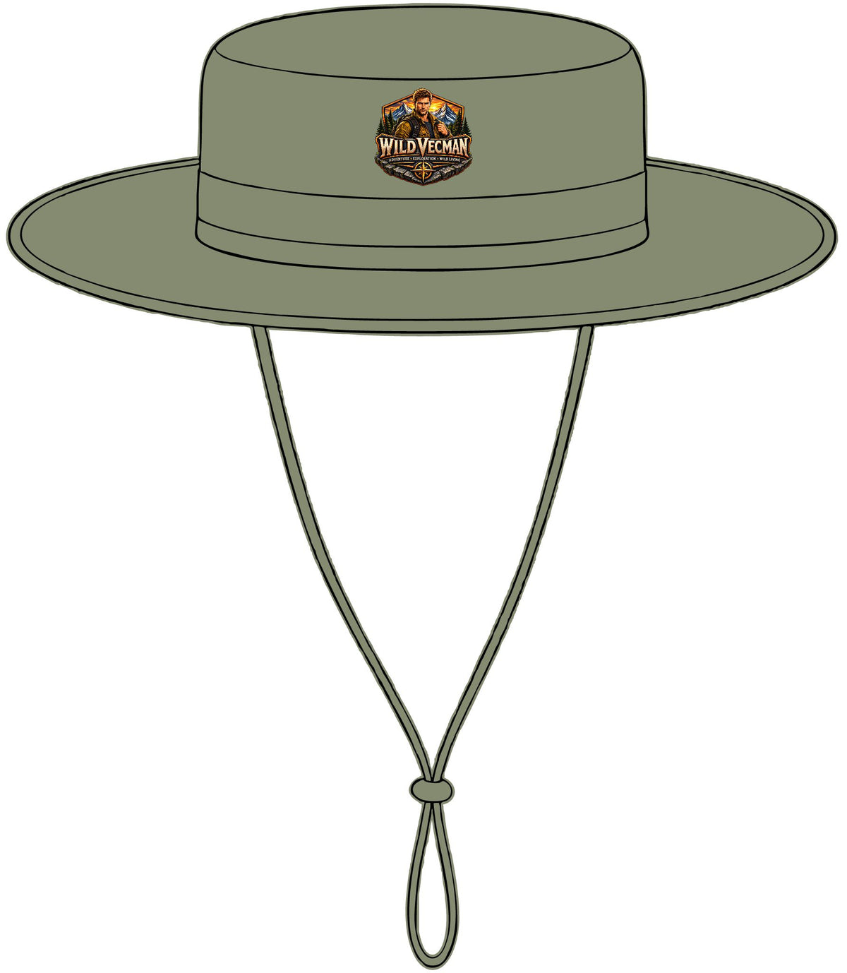 Chapeau d'extérieur à large bord — Bob de protection solaire avec logo aventure