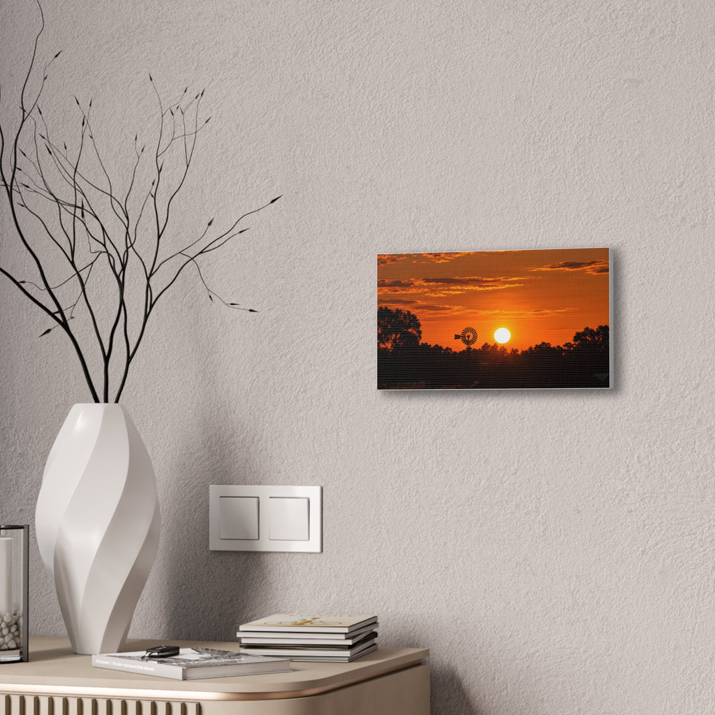 Sunset Windmill Canvas Print — Rural Farmhouse Wall Art