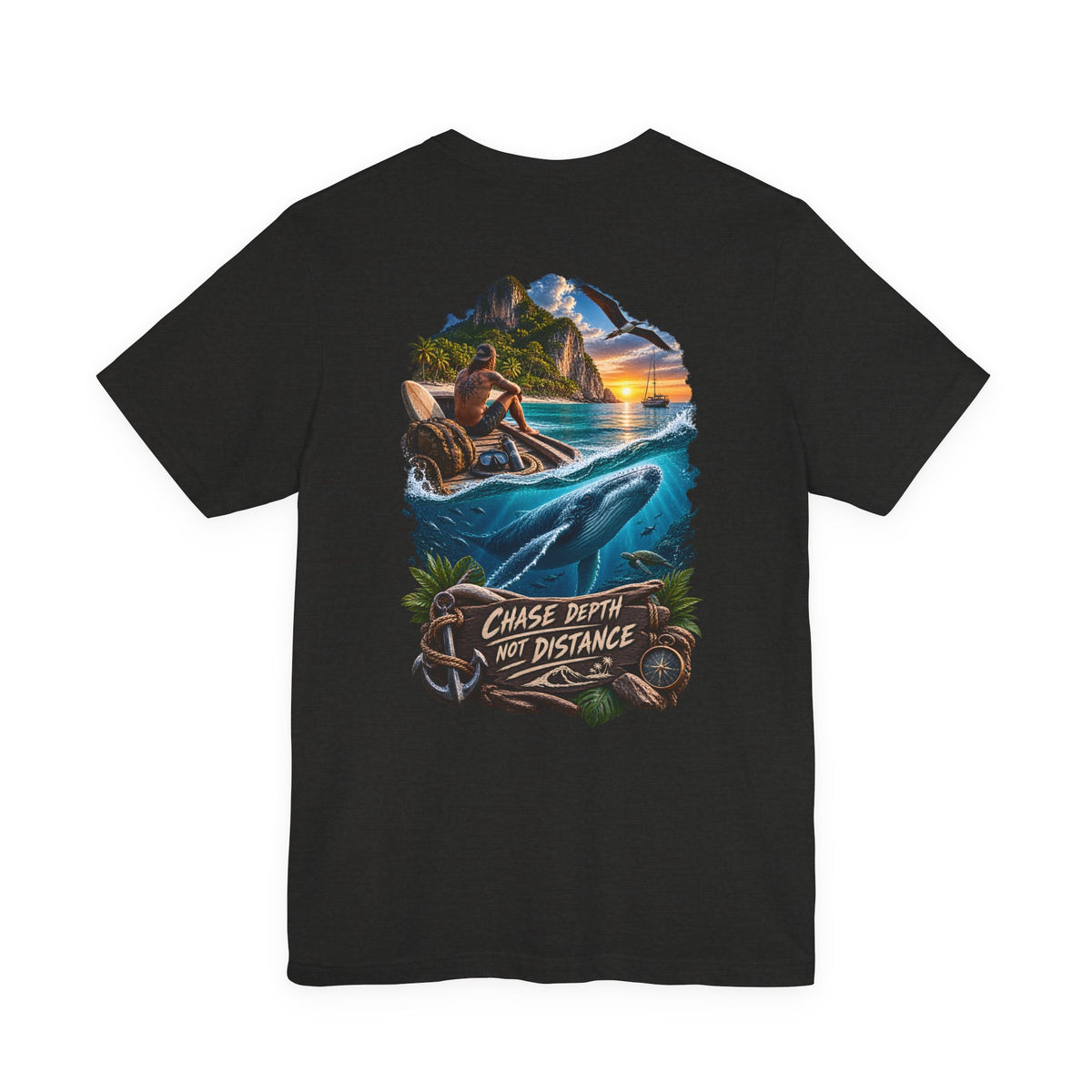 T-Shirt — 'Chase Depth Not Distance' Ocean Whale Adventure Tee